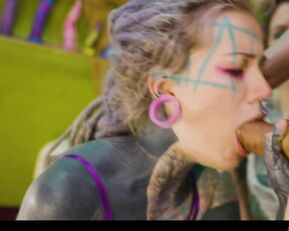 Watch these tattooed sluts go wild in hardcore anal threesome action