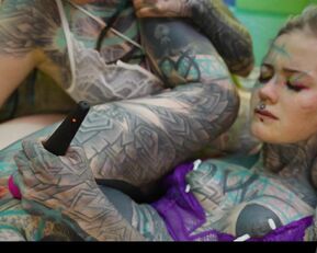 Watch these tattooed sluts go wild in hardcore anal threesome action