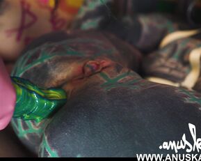 Watch tattooed cutie get her tight ass fisted and toyed by her kinky lesbian lover