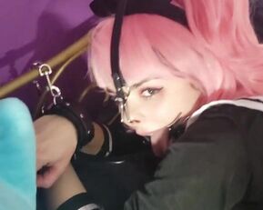 Vixenmoon tied up and gagged in hardcore BDSM toy play with fists and toys