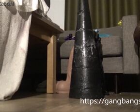 Siswet19's tight blonde ass wrecked with massive dildo & prolapse