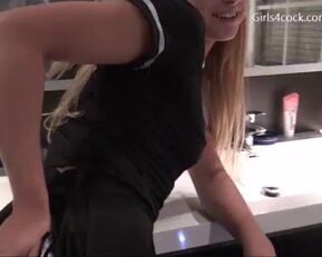 Siswet19's tight blonde ass takes a rough pounding from two dicks in hot double penetration action