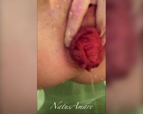 Natus Amare gets naughty in the bathroom with anal dildo, rosebud, and prolapse play