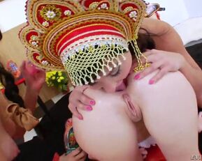 Russian babes Lesbians Prolapse Play get their asses licked and penetrated in a wild threesome