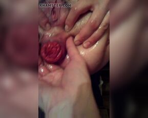 Watch this amateur babe's close-up anal prolapse in solo masturbation frenzy!