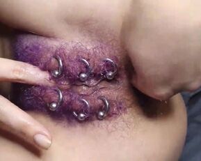 Dirty Molly's purple pussy gets fisted & prolapsed up close