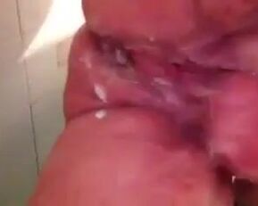 Messy BBW wrecked with closeups of her tight holes filled with cum