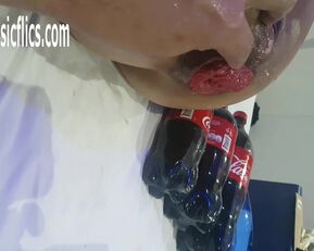 Queen Maria's bizarre Coca-Cola bottle is used for kinky anal insertions and fisting