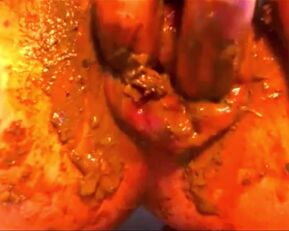 Watch this amateur MILF with a prolapsed asshole play with herself full of crap