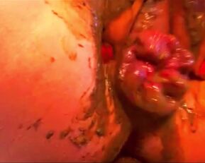 Watch this amateur MILF with a prolapsed asshole play with herself full of crap