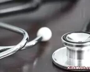 Lezdom dominatrix examines her patient's tight ass with a dildo and asslick