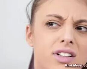 Lezdom dominatrix examines her patient's tight ass with a dildo and asslick